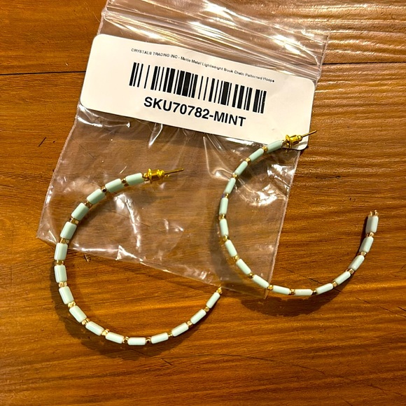 🆕🌿💚MINT Matte Metal Lightweight Book Chain Hoops - Picture 3 of 3